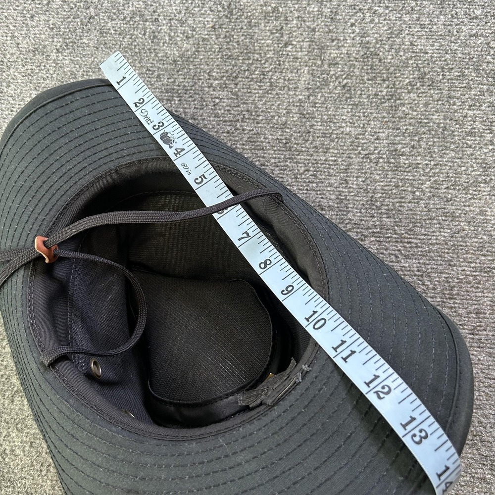 Boonie Hat‎ Mens Medium Black Wide Brim Adjustable Chin Strap Outdoor USA Made - Picture 10 of 11